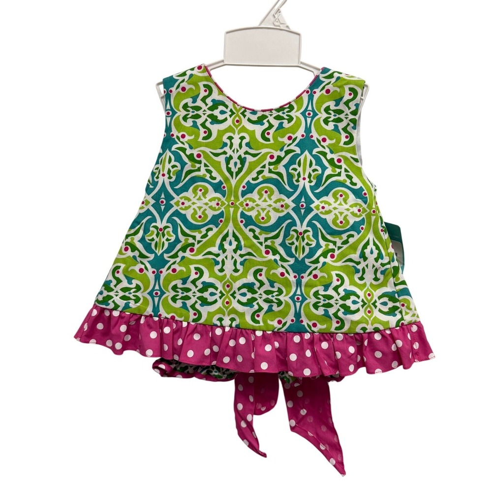 Anavini Baby Girls 12M Damask Polka Dot Smocked‎ Top and Bloomers Set NWT